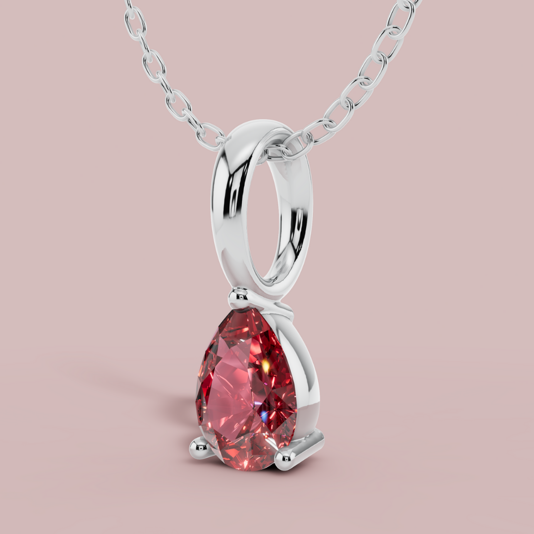 Red Teardrop Solitaire Necklace