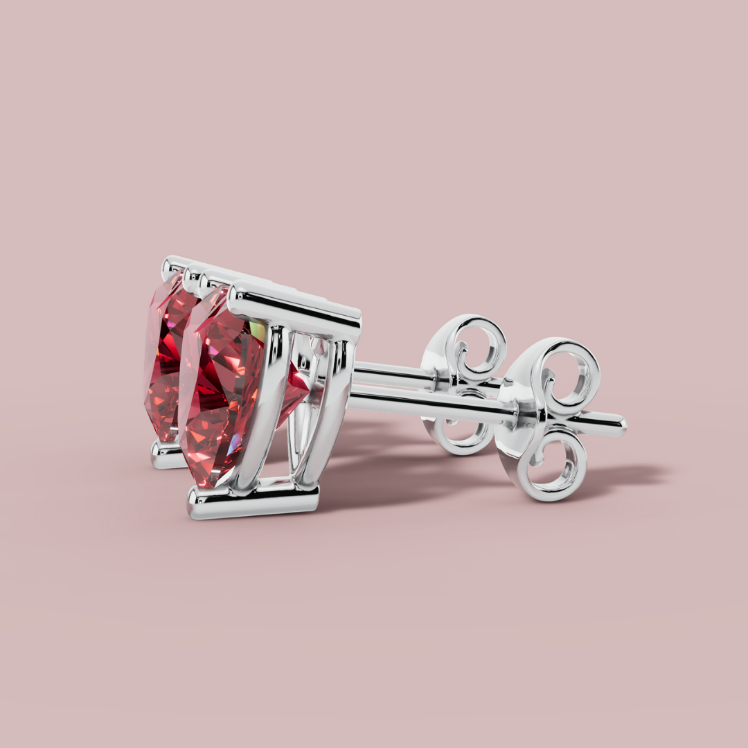 Scarlet Heart Stud Earrings