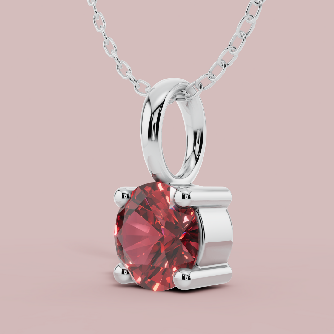 Red Signature Round Solitaire Necklace
