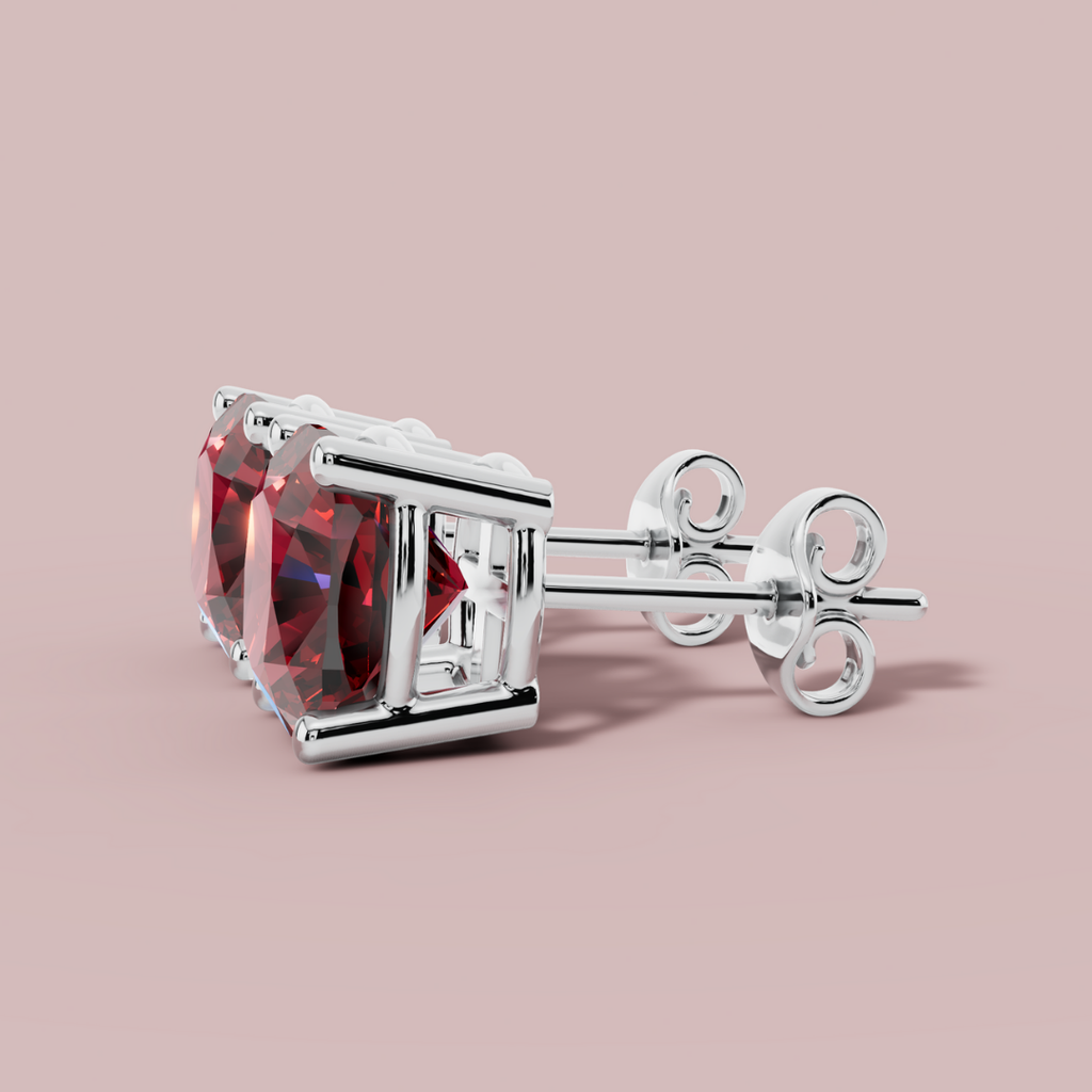 Amethian Cushion Fire Stud Earrings