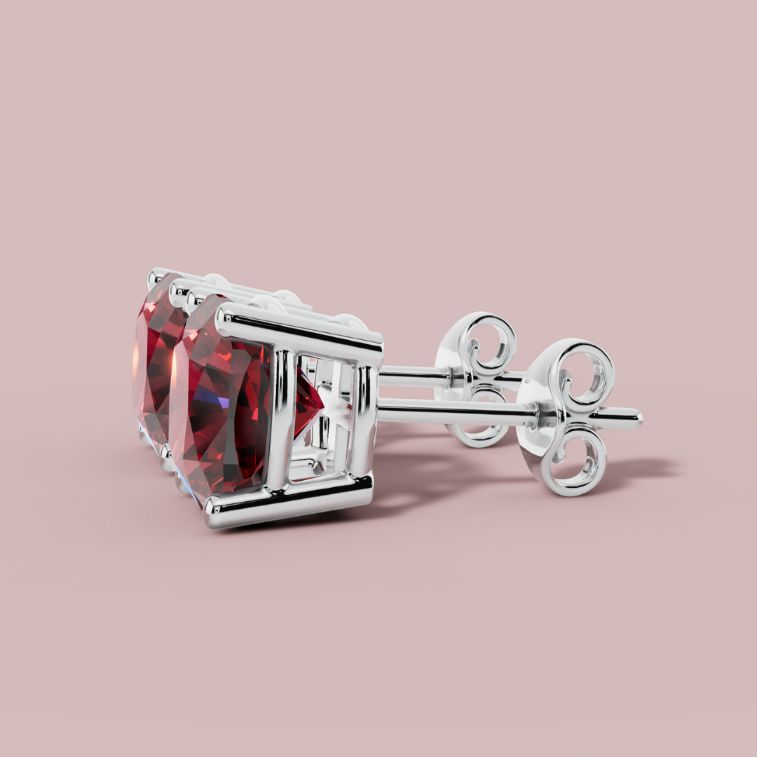 Amethian Cushion Fire Stud Earrings