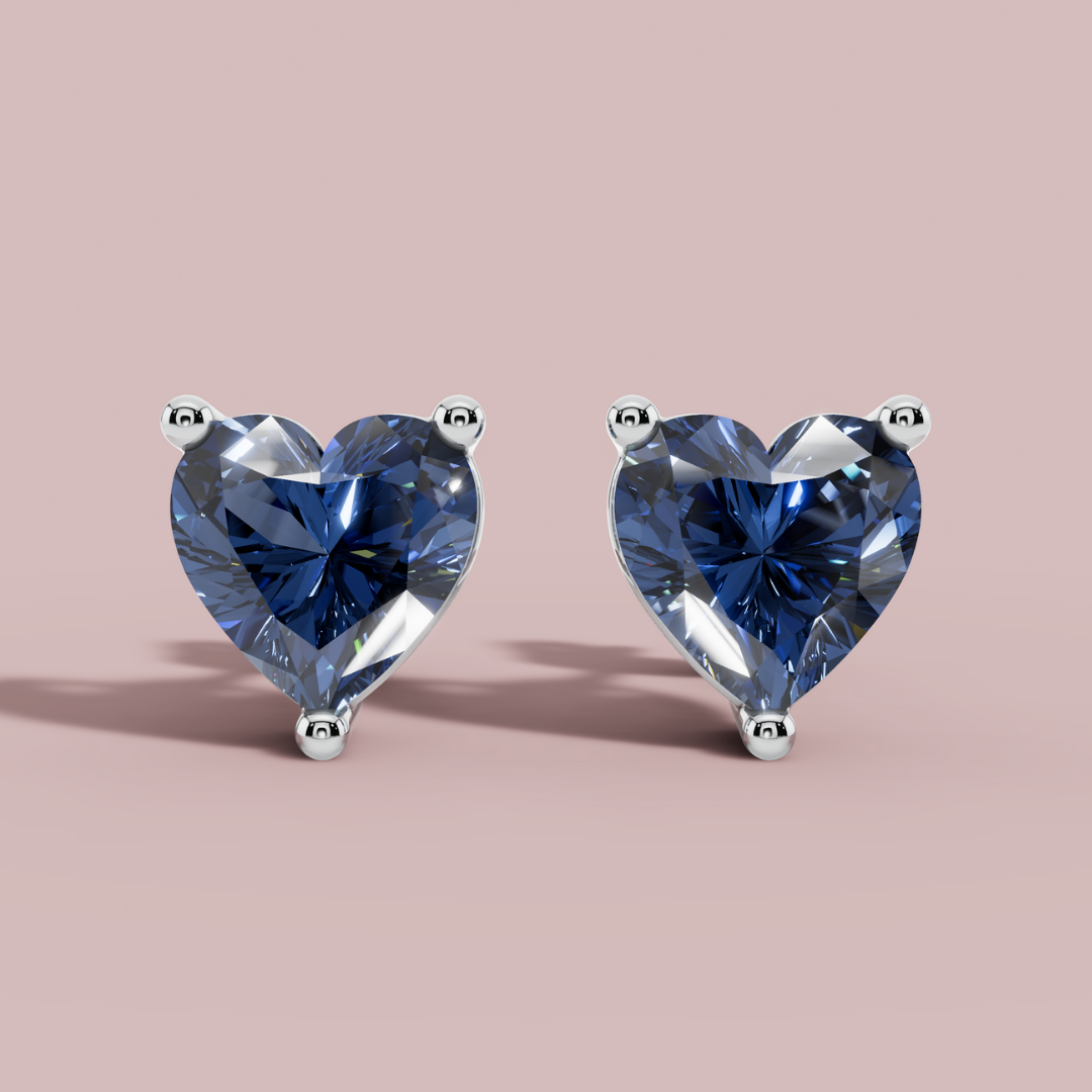 Azure Heart Stud Earrings