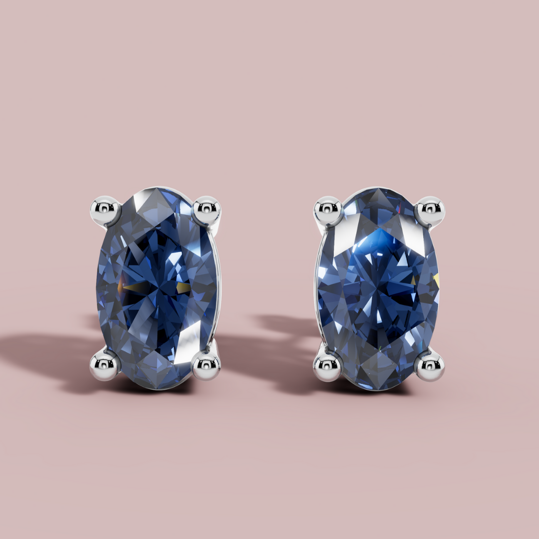 Elante Oval Sea Stud Earrings