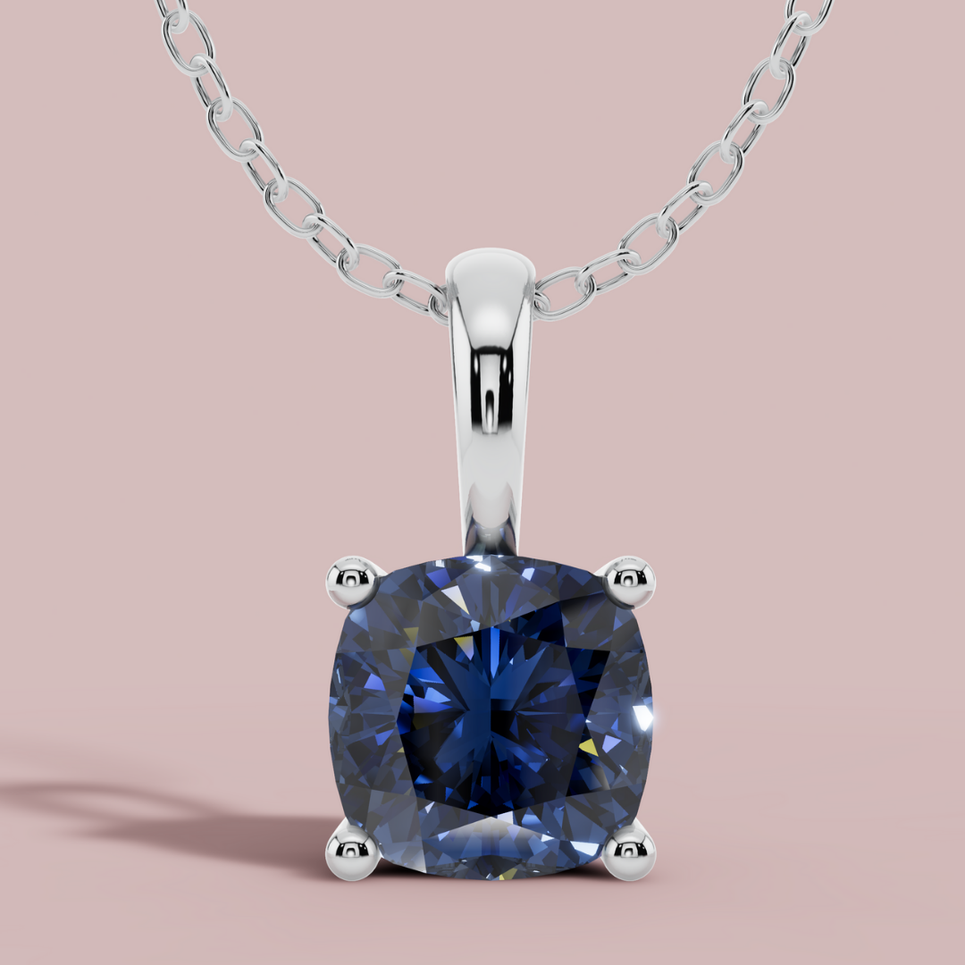 Sevana Blue Cushion Solitaire Necklace