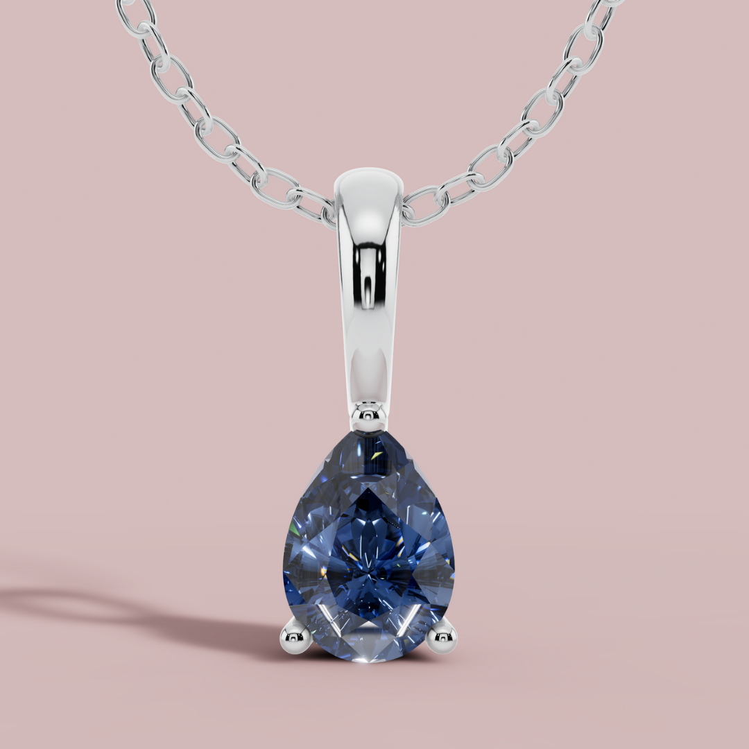 Blue Teardrop Solitaire Necklace