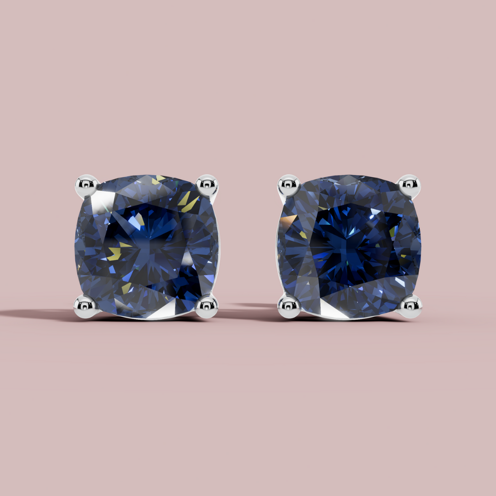 Amethian Cushion Sea Stud Earrings