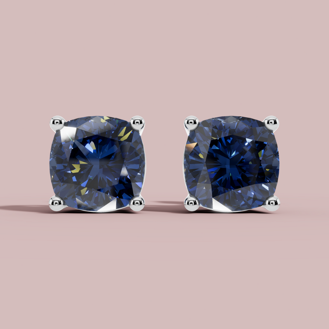 Amethian Cushion Sea Stud Earrings
