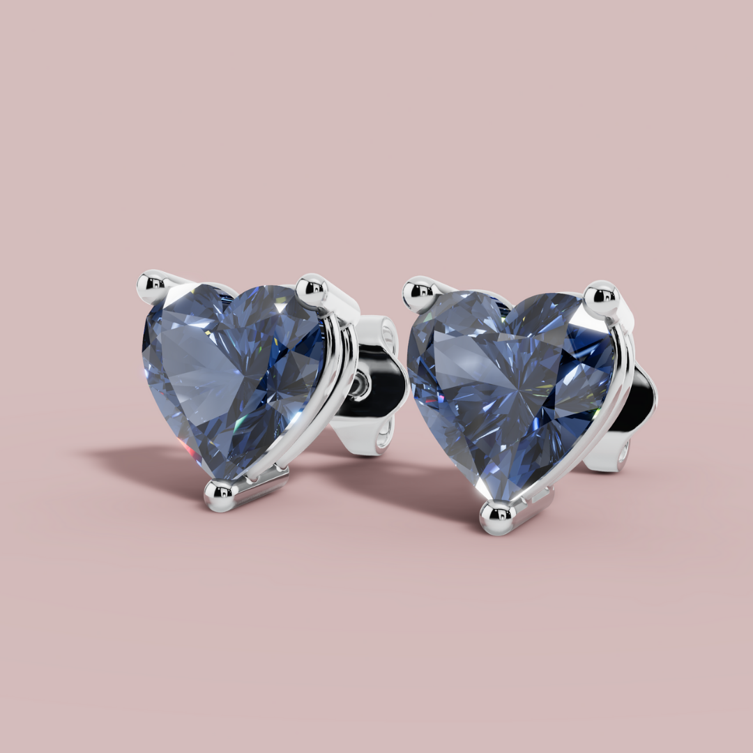 Azure Heart Stud Earrings