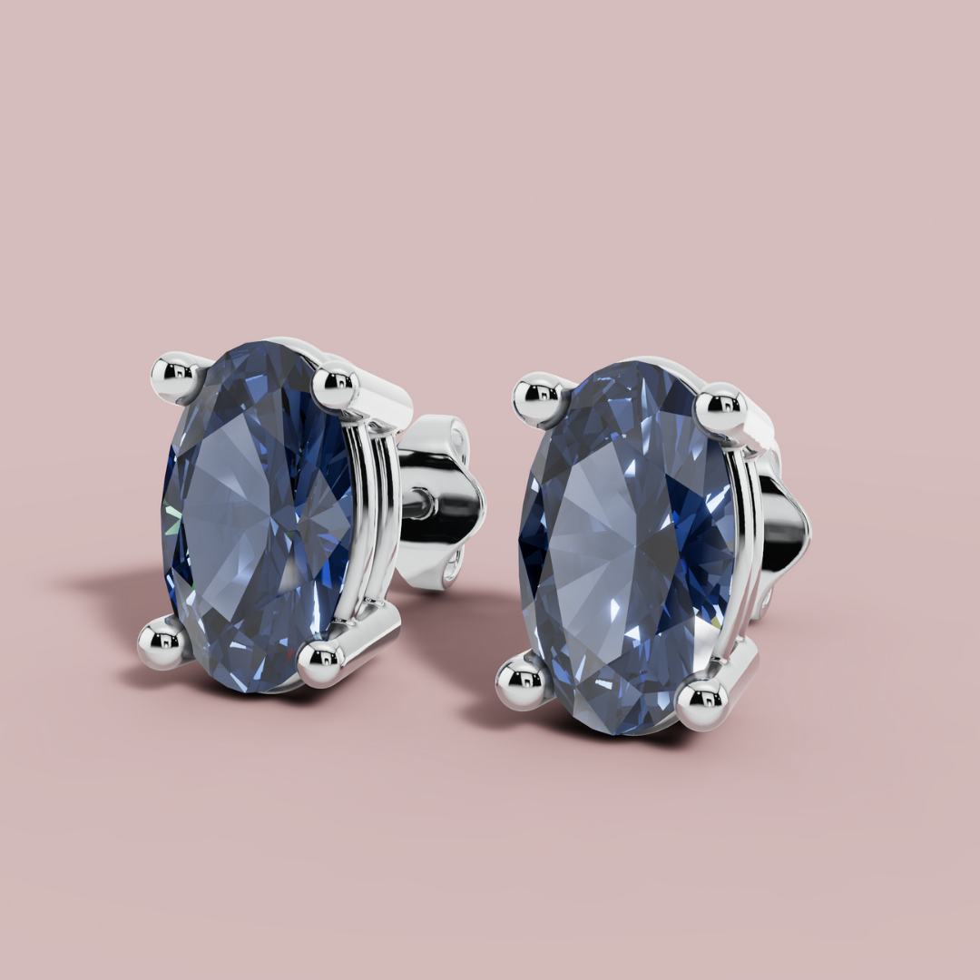 Elante Oval Sea Stud Earrings