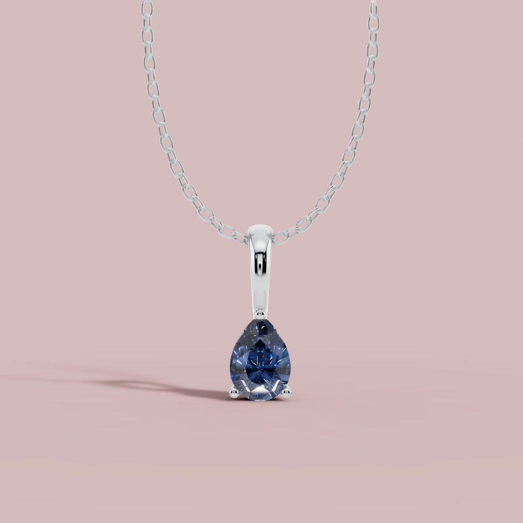 Blue Teardrop Solitaire Necklace