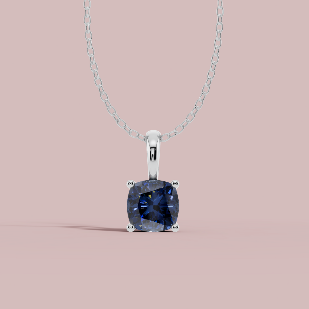 Sevana Blue Cushion Solitaire Necklace