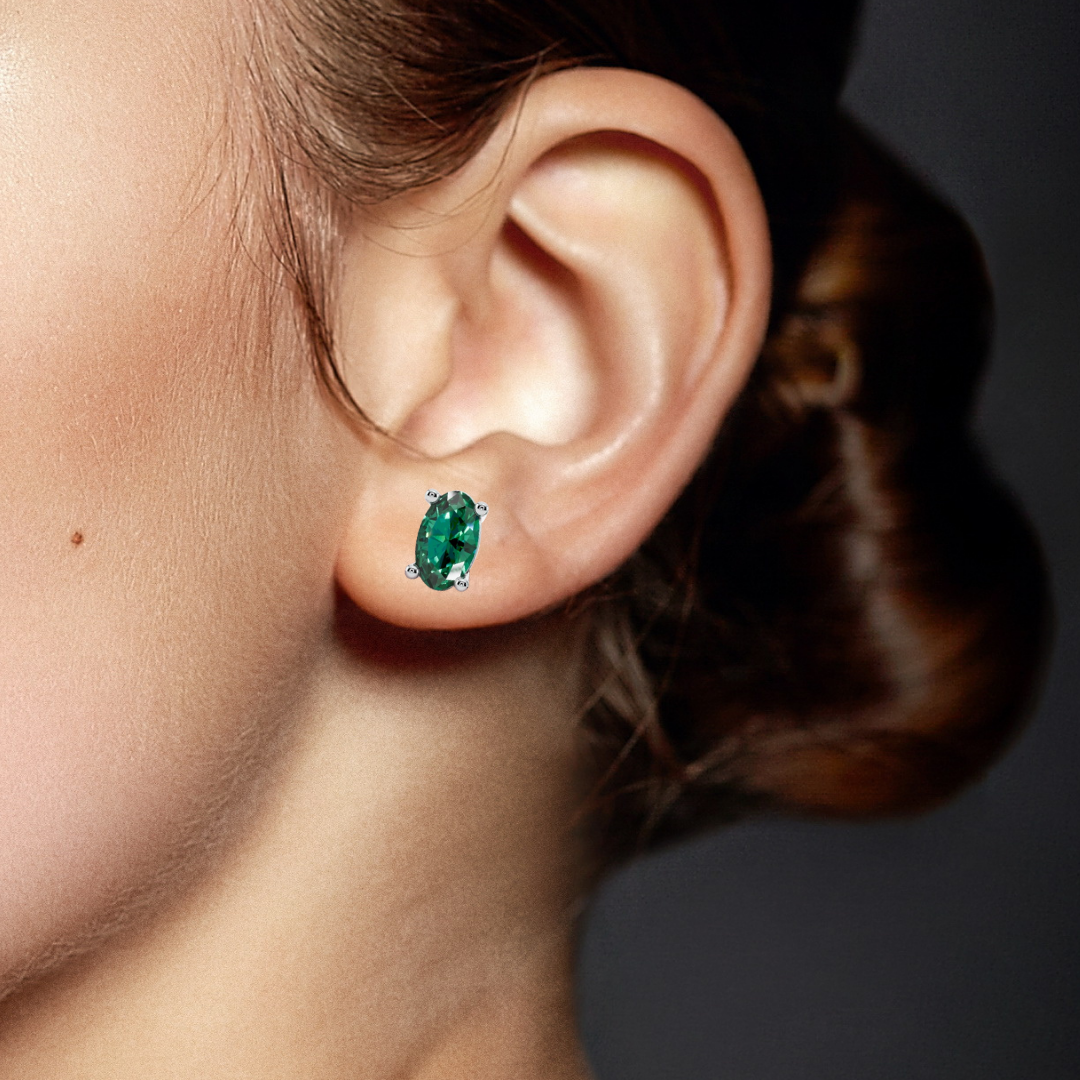 Elante Oval Forest Stud Earrings