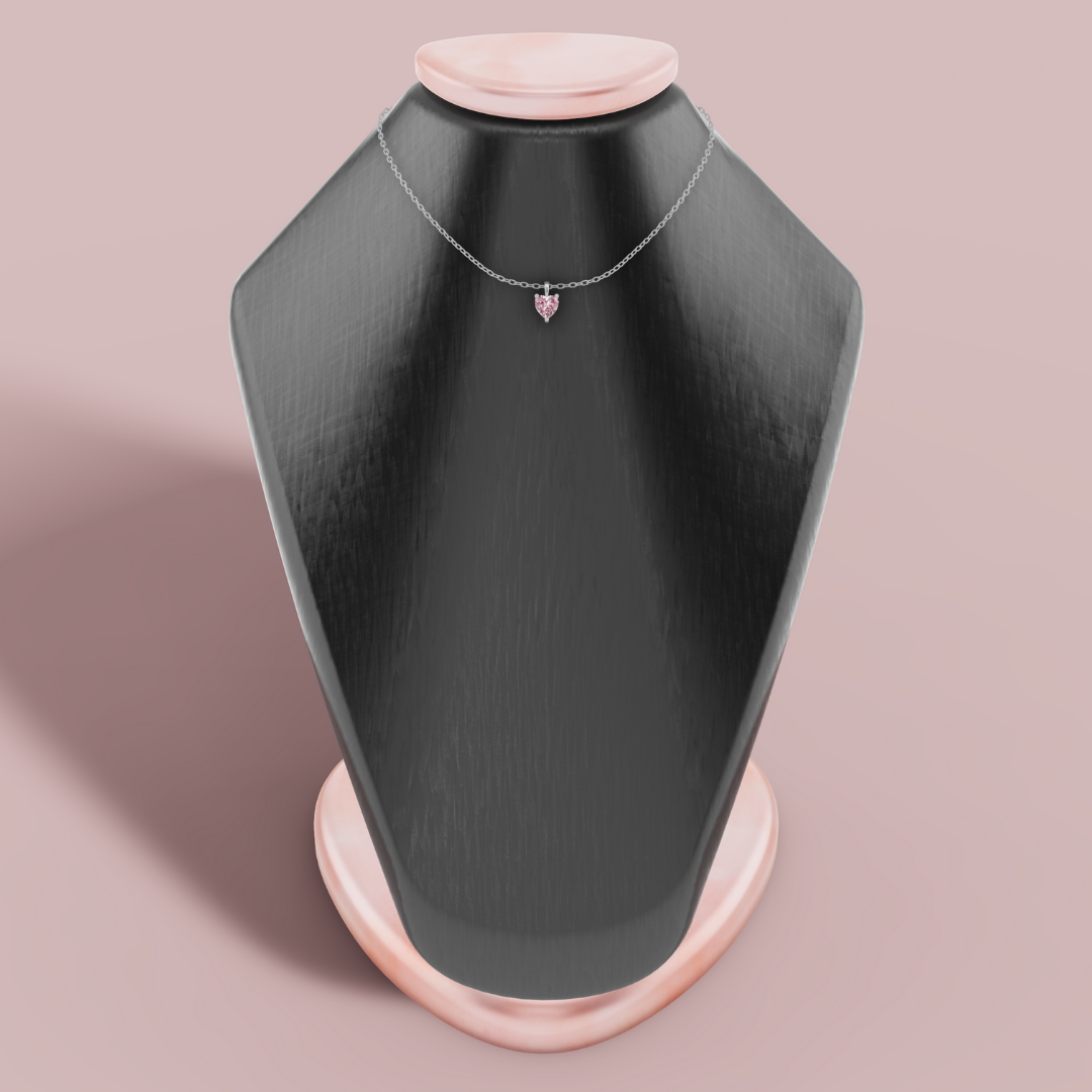 Signature Pink Heart Solitaire 925 Pure Silver Necklace My Store